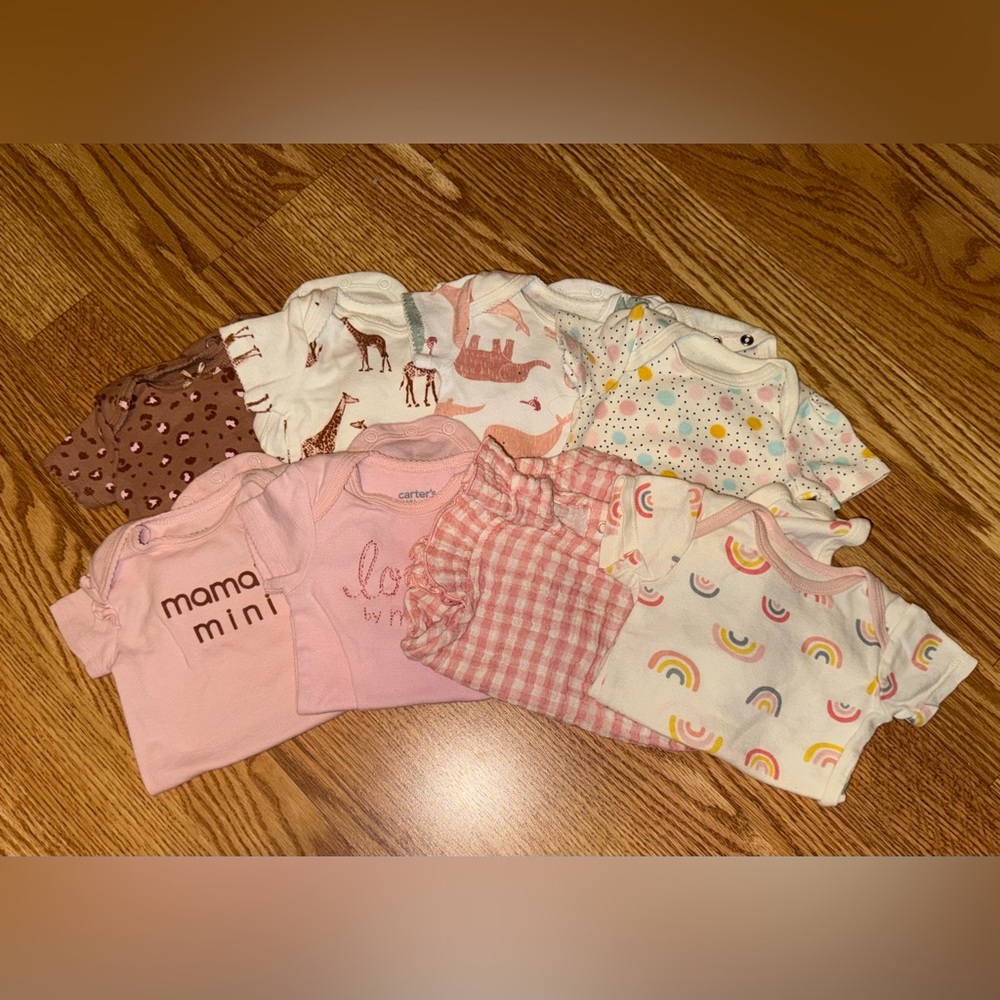 Pink Bundle of 8 0-3M Onesies